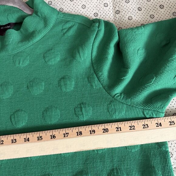 Ali Miles Green Textured Tunic Sweater Mock Neck Top Womens Plus 1X Lagenlook - Picture 9 of 10